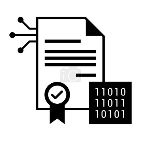 Téléchargez les illustrations : Contrat intelligent, validation et signature numérique, icône isolée - en licence libre de droit