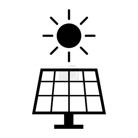 Téléchargez les illustrations : Icône solaire et panneau solaire, énergie solaire et concept de durabilité - en licence libre de droit