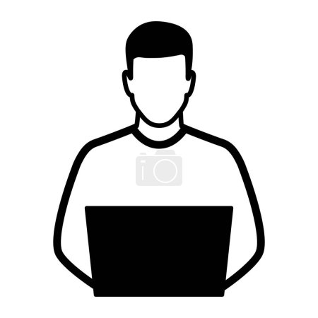 Illustration for Man using laptop icon, communication and technology concept - Royalty Free Image