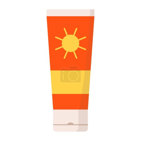Téléchargez les illustrations : Crème de protection solaire tube isolé, concept de bain de soleil sûr - en licence libre de droit