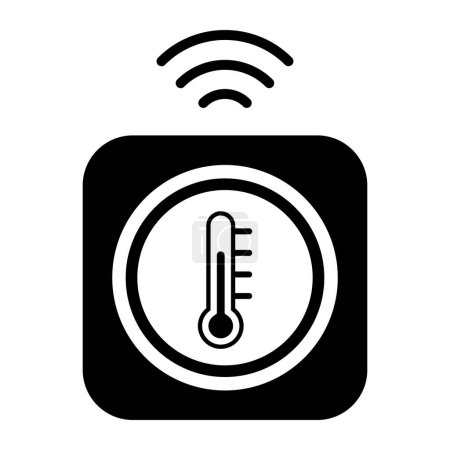 Ilustración de Dispositivos inteligentes e icono de IoT: termostato inteligente con termómetro - Imagen libre de derechos