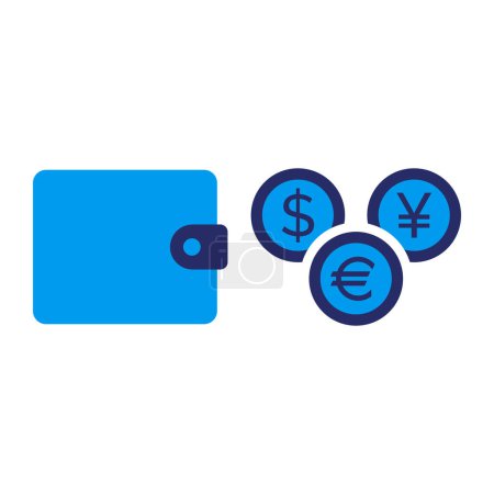 Illustration for Virtual wallet with currencies, stock market and banking concept, isolated icon - Royalty Free Image
