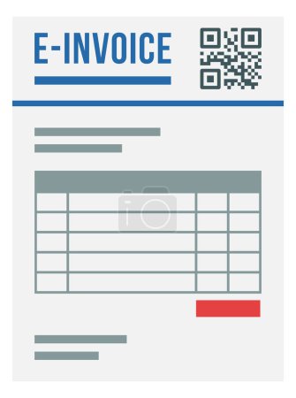 Téléchargez les illustrations : Document de facture électronique avec code qr, concept de finance et comptabilité - en licence libre de droit