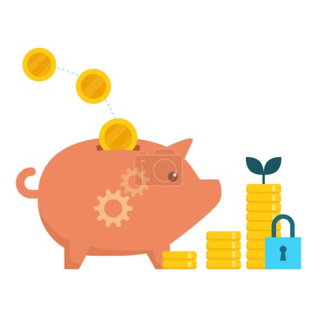 Ilustración de Hucha y dinero en efectivo: concepto exitoso de inversión y planificación financiera - Imagen libre de derechos