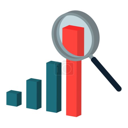Illustration for Positive trend bar chart and magnifier showing growth - Royalty Free Image