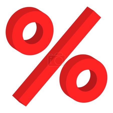 Ilustración de Signo de porcentaje tridimensional rojo: concepto de ventas y finanzas - Imagen libre de derechos