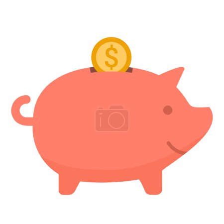 Illustration for Dollar coin going into a piggy bank slit: budget, investment and savings concept - Royalty Free Image