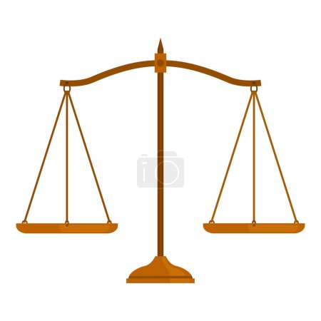 Ilustración de Escala de justicia y derecho aislada: concepto de igualdad y sistema jurídico - Imagen libre de derechos