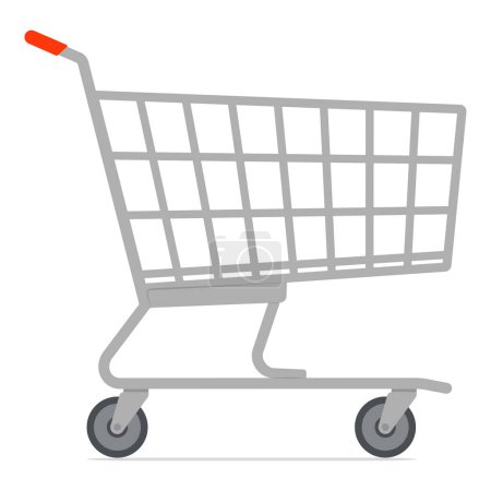 Téléchargez les illustrations : Chariot de supermarché vide isolé, épicerie et offre concept - en licence libre de droit