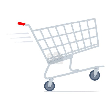 Téléchargez les illustrations : Chariot de supermarché vide isolé, épicerie et offre concept - en licence libre de droit