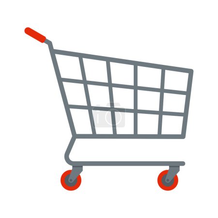 Empty supermarket shopping cart isolated, grocery shopping and sale concept