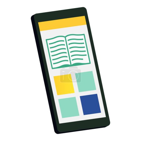 Illustration for Online library and e-books app on smartphone, isolated icon - Royalty Free Image