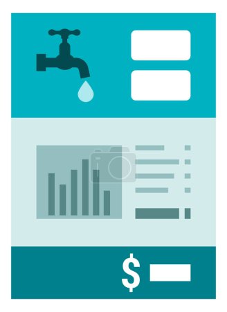 Téléchargez les illustrations : Document de facture d'eau notification, budget et concept de dépenses - en licence libre de droit