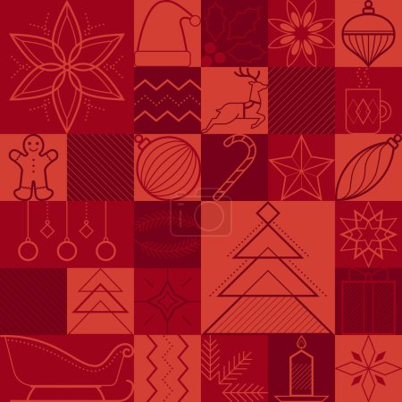 Illustration for Christmas and holidays vintage background with decorations and ornaments icons - Royalty Free Image