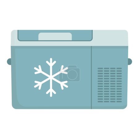 Téléchargez les illustrations : Réfrigérateur congélateur portable icône isolée, concept camping et vanlife - en licence libre de droit