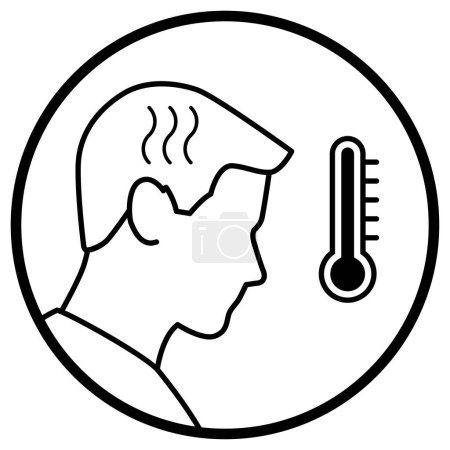 Illustration for Sick man with fever and hot thermometer, isolated icon - Royalty Free Image