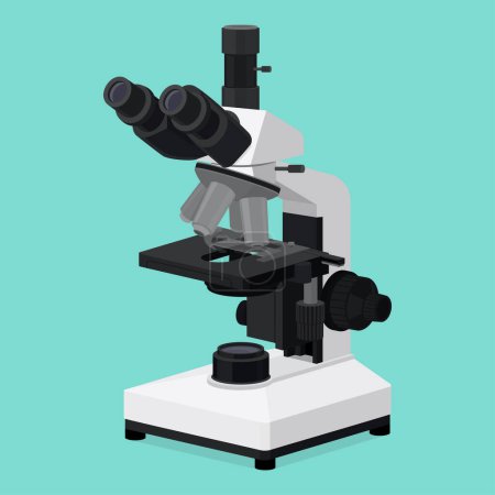 Téléchargez les illustrations : Microscope de laboratoire professionnel isolé : recherche scientifique et concept de médecine - en licence libre de droit