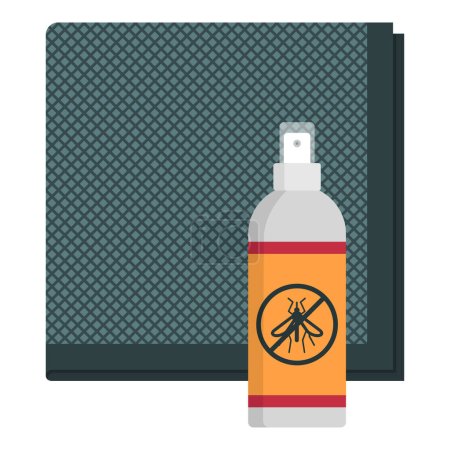 Illustration for Mosquito repellent spray and folded mosquito net, isolated - Royalty Free Image