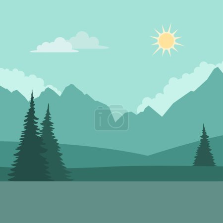 Illustration for Mountains and wild forest background, nature and travel concept - Royalty Free Image