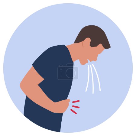 Illustration for Man feeling nauseous and throwing up, isolated icon - Royalty Free Image