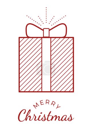 Illustration for Merry Christmas poster with text and gift - Royalty Free Image