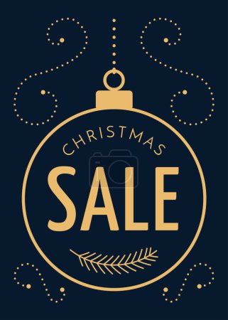 Illustration for Christmas sale poster with hanging bauble - Royalty Free Image