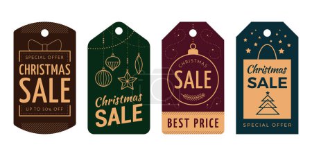 Illustration for Christmas sale and discounts hang tags with geometric vintage design - Royalty Free Image