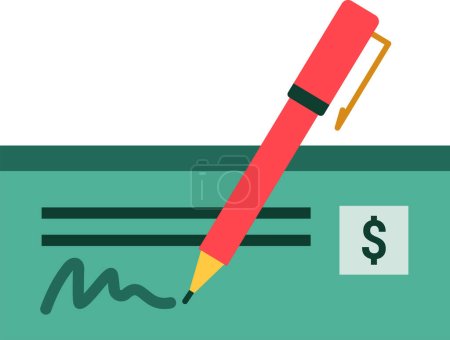 Illustration for Signing a paper bank check, isolated icon - Royalty Free Image