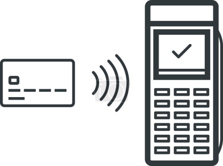 Téléchargez les illustrations : Paiement par carte NFC sur terminal POS icône isolée - en licence libre de droit