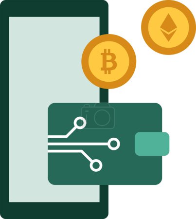 Illustration for Cryptocurrency payments and digital wallet isolated icon - Royalty Free Image