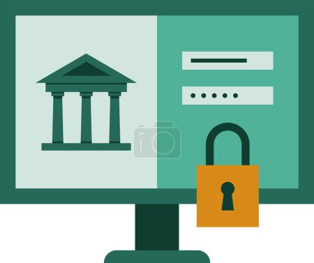 Ilustración de Sitio web de banca en línea de inicio de sesión con bloqueo, icono aislado - Imagen libre de derechos