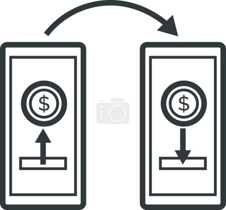 Téléchargez les illustrations : Méthode de paiement P2P transfert en espèces, icône isolée - en licence libre de droit