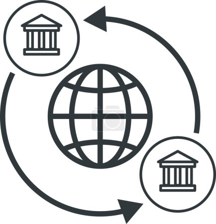 Ilustración de Transferencia bancaria y pagos icono aislado, concepto bancario - Imagen libre de derechos