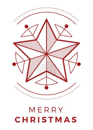 Téléchargez les illustrations : Joyeux poster de Noël avec texte et étoile décorative - en licence libre de droit