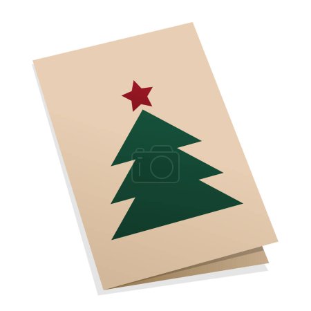 Téléchargez les illustrations : Carte de vœux de Noël avec arbre, isolée - en licence libre de droit