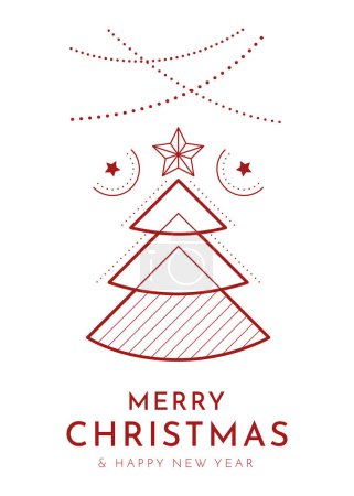 Téléchargez les illustrations : Joyeux poster de Noël avec texte et arbre décoré - en licence libre de droit
