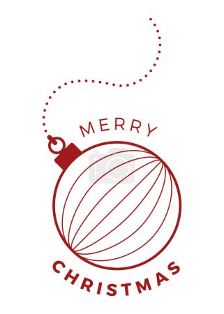 Illustration for Merry Christmas poster with text and xmas ball - Royalty Free Image