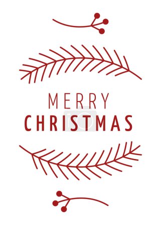 Téléchargez les illustrations : Joyeux poster de Noël avec texte et branches décoratives - en licence libre de droit