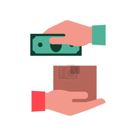 Ilustración de Efectivo en el método de pago de entrega aislado icono de un color - Imagen libre de derechos