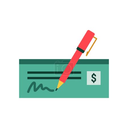Signing a paper bank check, isolated icon