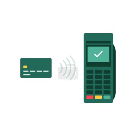 Téléchargez les illustrations : Paiement par carte NFC sur terminal POS icône isolée - en licence libre de droit