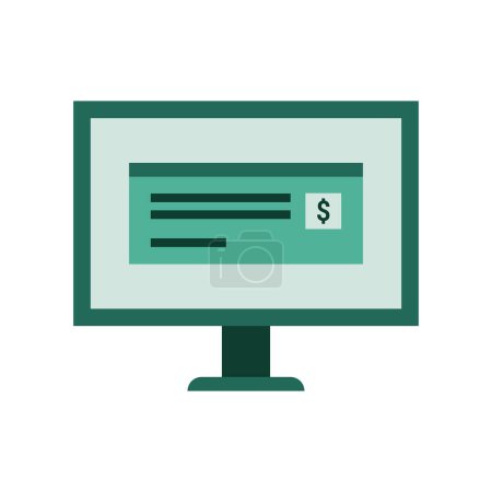 Ilustración de E-check pagos electrónicos y banca, icono aislado - Imagen libre de derechos