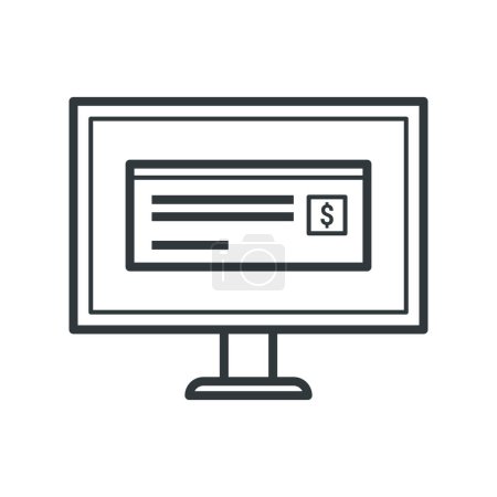 Ilustración de E-check pagos electrónicos y banca, icono aislado - Imagen libre de derechos