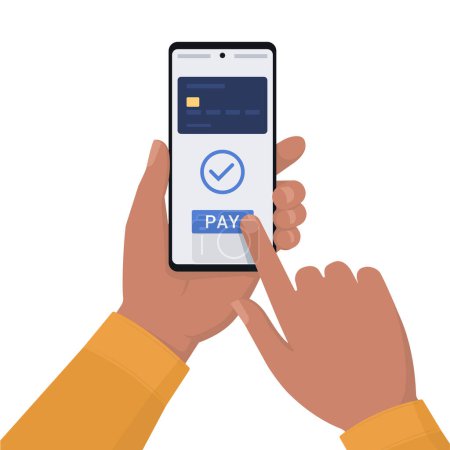 Illustration for User paying using his digital wallet on smartphone - Royalty Free Image