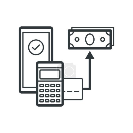 Illustration for Micro ATM and cash withdrawal isolated icon - Royalty Free Image
