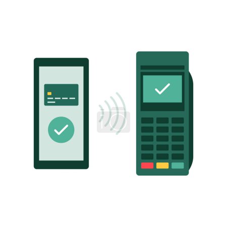 Illustration for NFC mobile payment on POS terminal machine, isolated icon - Royalty Free Image