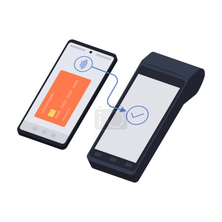 Terminal POS acceptant un paiement par portefeuille numérique sur smartphone