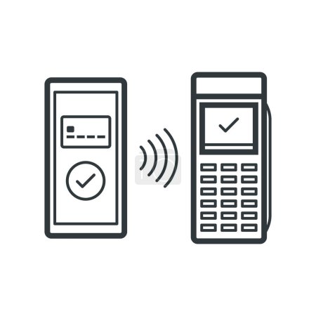 Ilustración de Pago móvil NFC en la máquina terminal POS, icono aislado - Imagen libre de derechos