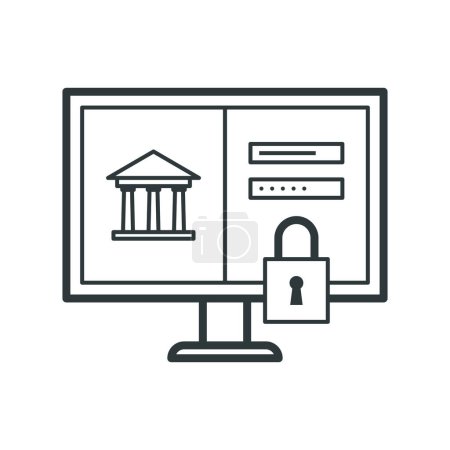 Illustration for Online banking website login with lock, isolated icon - Royalty Free Image