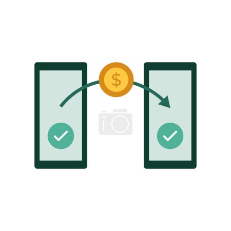 Ilustración de Método de pago P2P transferencia de efectivo, icono aislado - Imagen libre de derechos